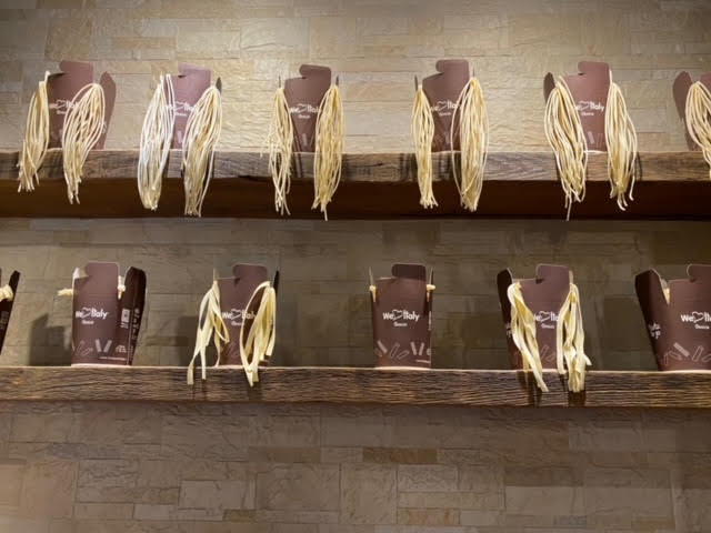 Fresh pasta on the shelves